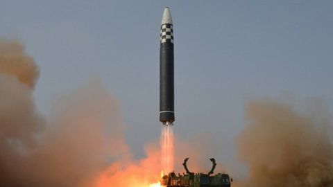 An image of the Hwasong-17 launch Thursday, as published on North Korean state media.