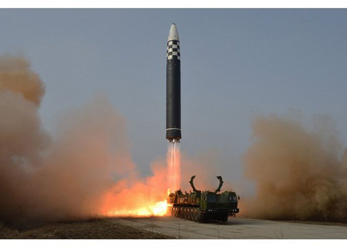 An image of the Hwasong-17 launch Thursday, as published on North Korean state media.