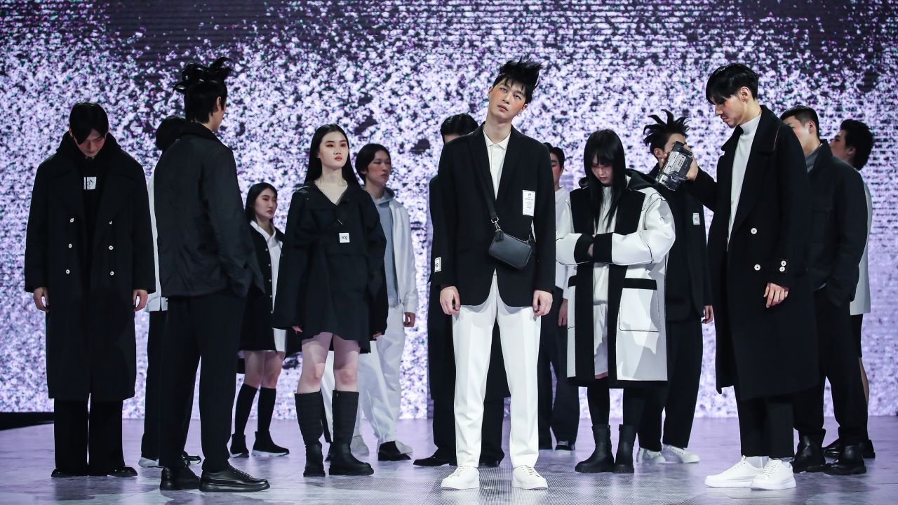 In this image released on March 21, models showcase designs by COMSPACE1980 in a prerecorded runway show as a part of Seoul Fashion Week 2022 AW on March 10, 2022 in Seoul, South Korea. 