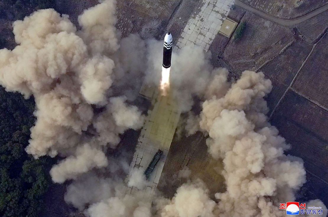 This picture released by North Korean state media on March 25 claims to show the launch of a new intercontinental ballistic missile. South Korea and missile experts dispute its authenticity.