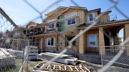 New homes under construction are seen at a housing development on March 23, 2022 in Novato, California. According to a report by the Commerce Department, sales of new single-family homes slowed in February as mortgage rates inch up and and house prices continue to rise. 