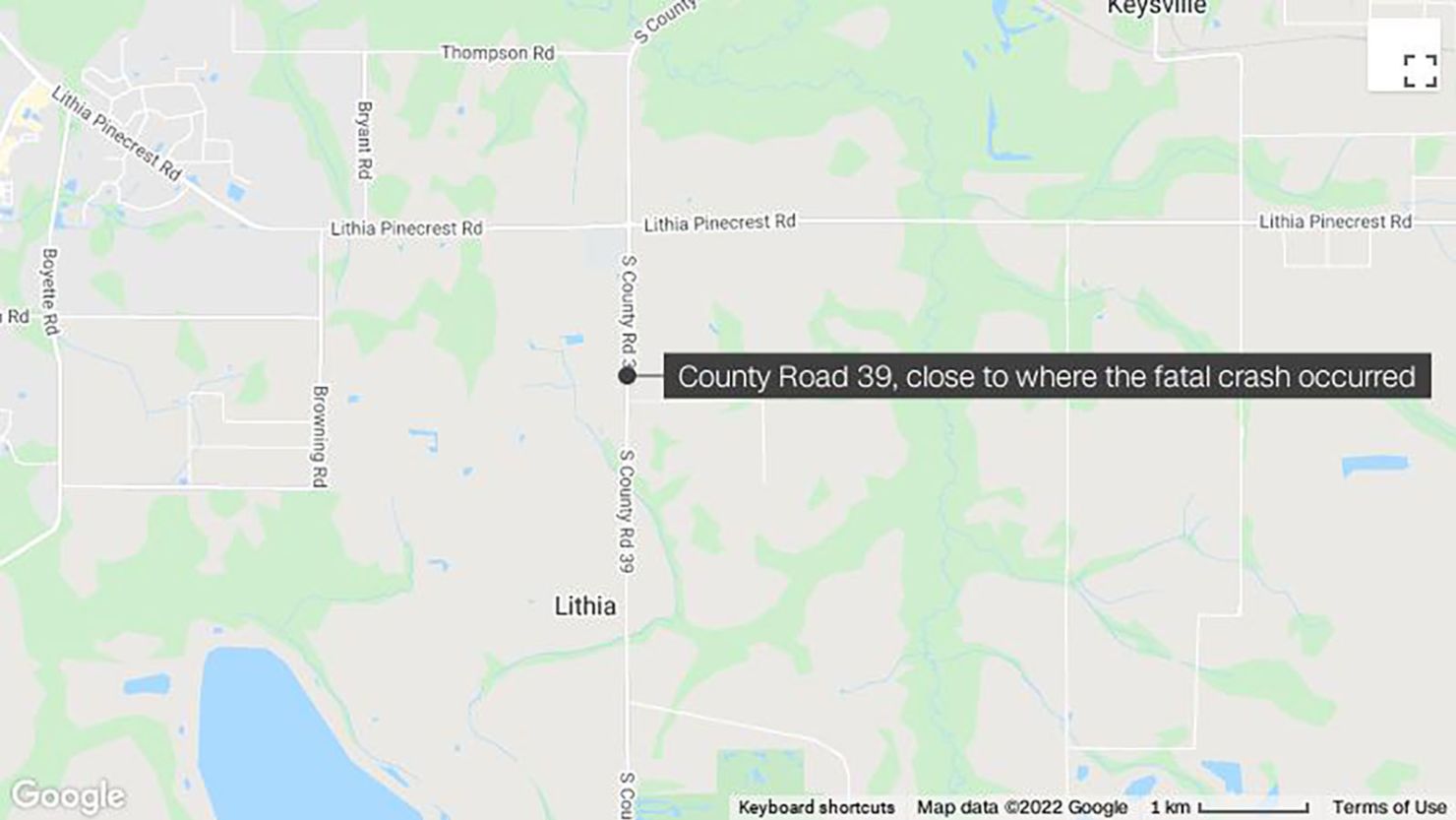 The fatal crash occurred as the driver was heading east on County Road 672 in Lithia, Florida.