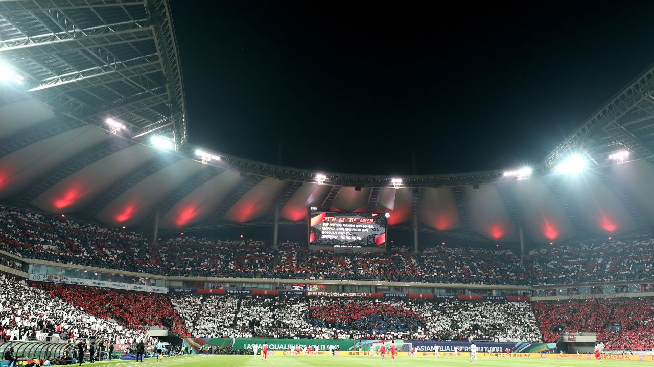 A general view during the match between South Korea and Iran at Seoul World Cup Stadium on March 24, 2022.