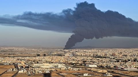 Smoke billows from an oil storage facility in Saudi Arabia's Red Sea coastal city of Jeddah on March 25, 2022.