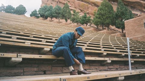 Bridges sits at Red Rocks Amphitheatre in Morrison, Colorado, prior to his peformance there in October 2021.