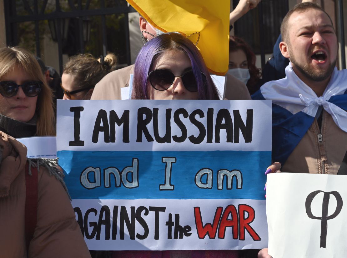 A demonstrator at the March 12 rally in Tbilisi.