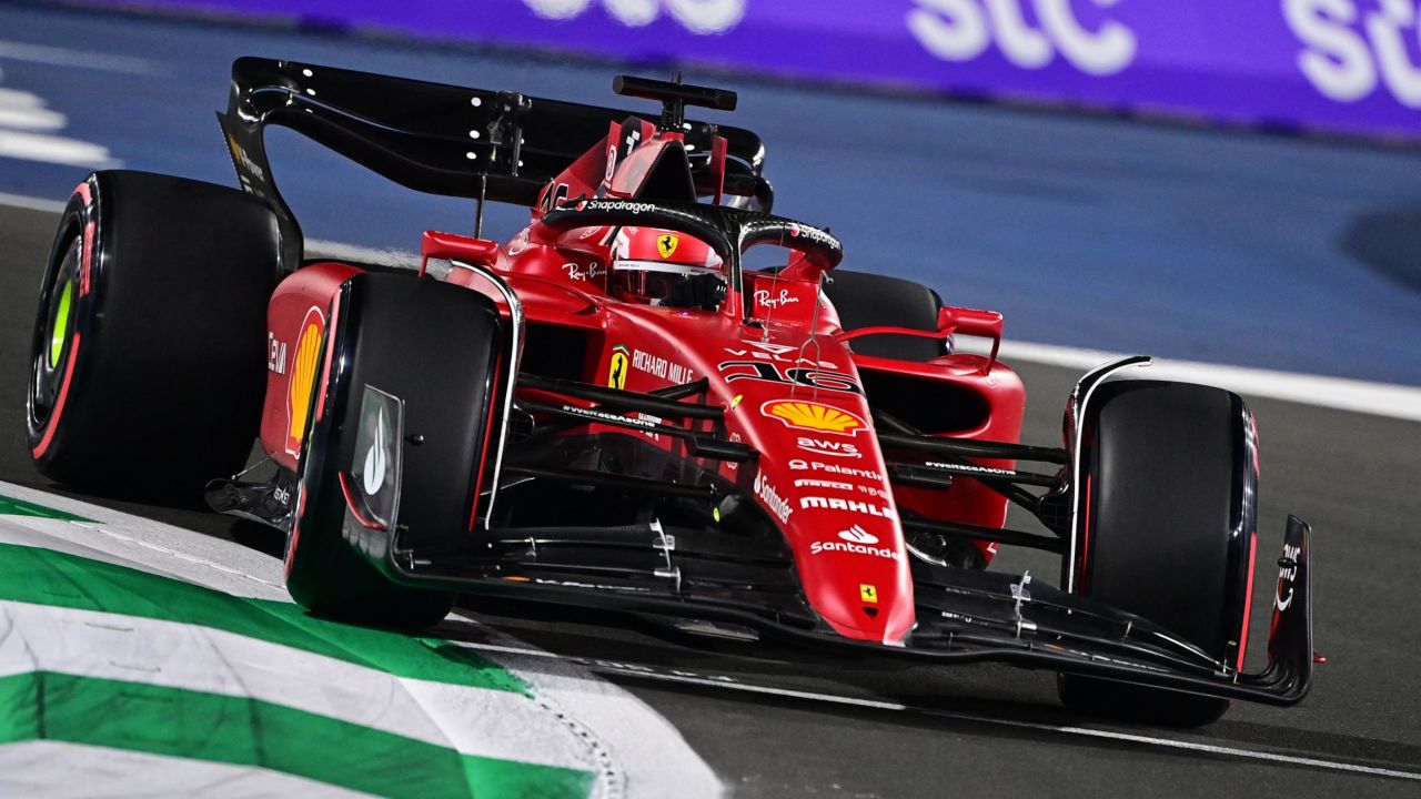 Ferrari's Charles Leclerc driving during the second practice session on Friday. 