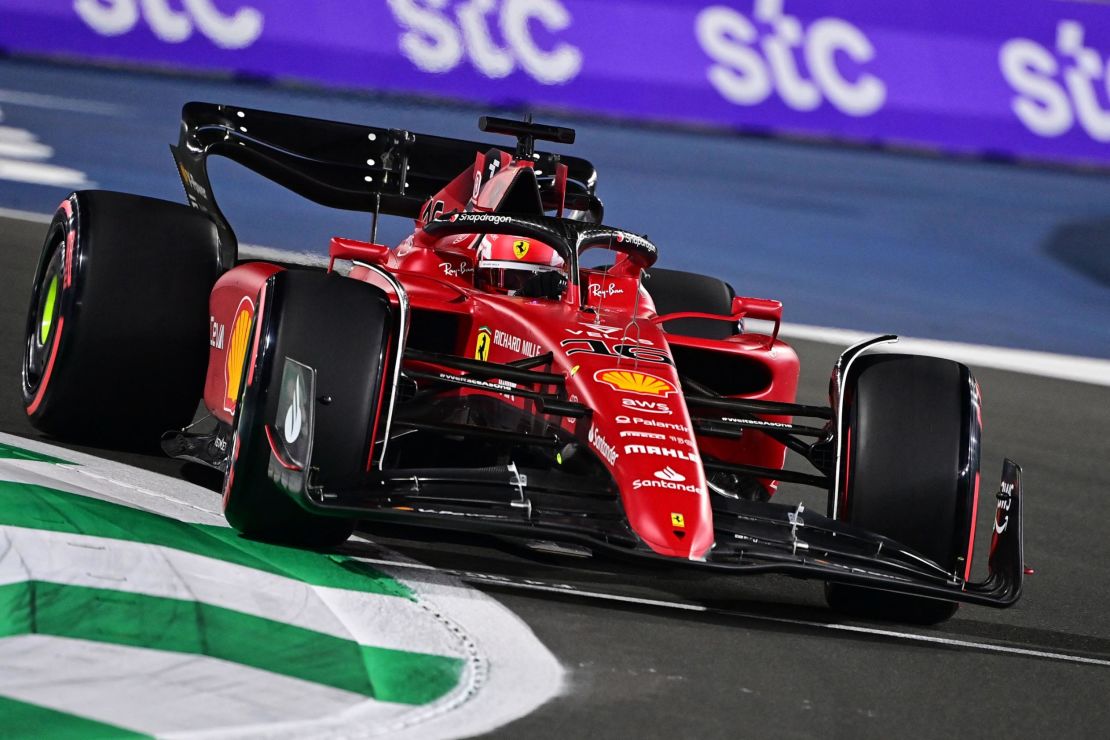 Ferrari's Charles Leclerc driving during the second practice session on Friday. 