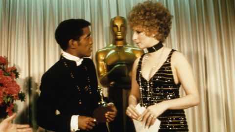 Sammy Davis Jr. and Barbra Streisand at the 1968 Academy Awards. Davis attended Martin Luther King Jr.'s funeral the day prior. The singer, who was scheduled to perform during the Oscars, had said he would decline to participate if the date of the awards show wasn't changed out of respect to King.