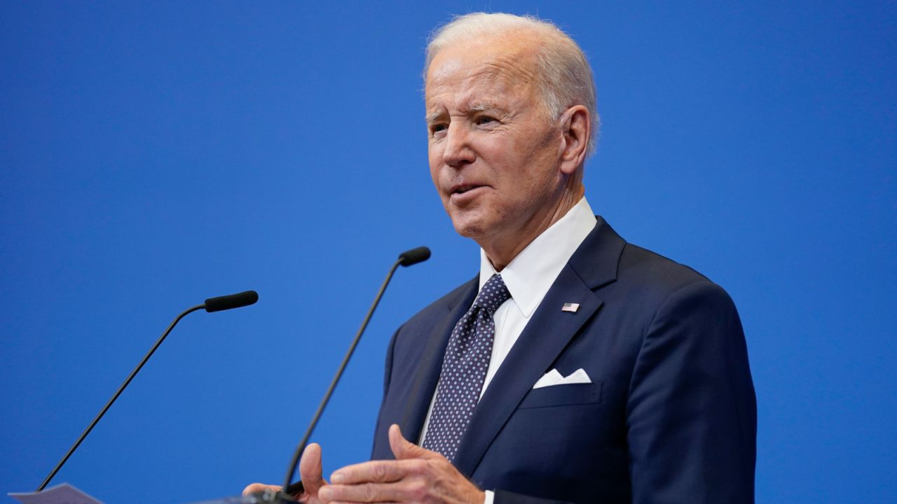 President Joe Biden speaks about the Russian invasion of Ukraine on Thursday, March 24, 2022, in Brussels, Belgium.
