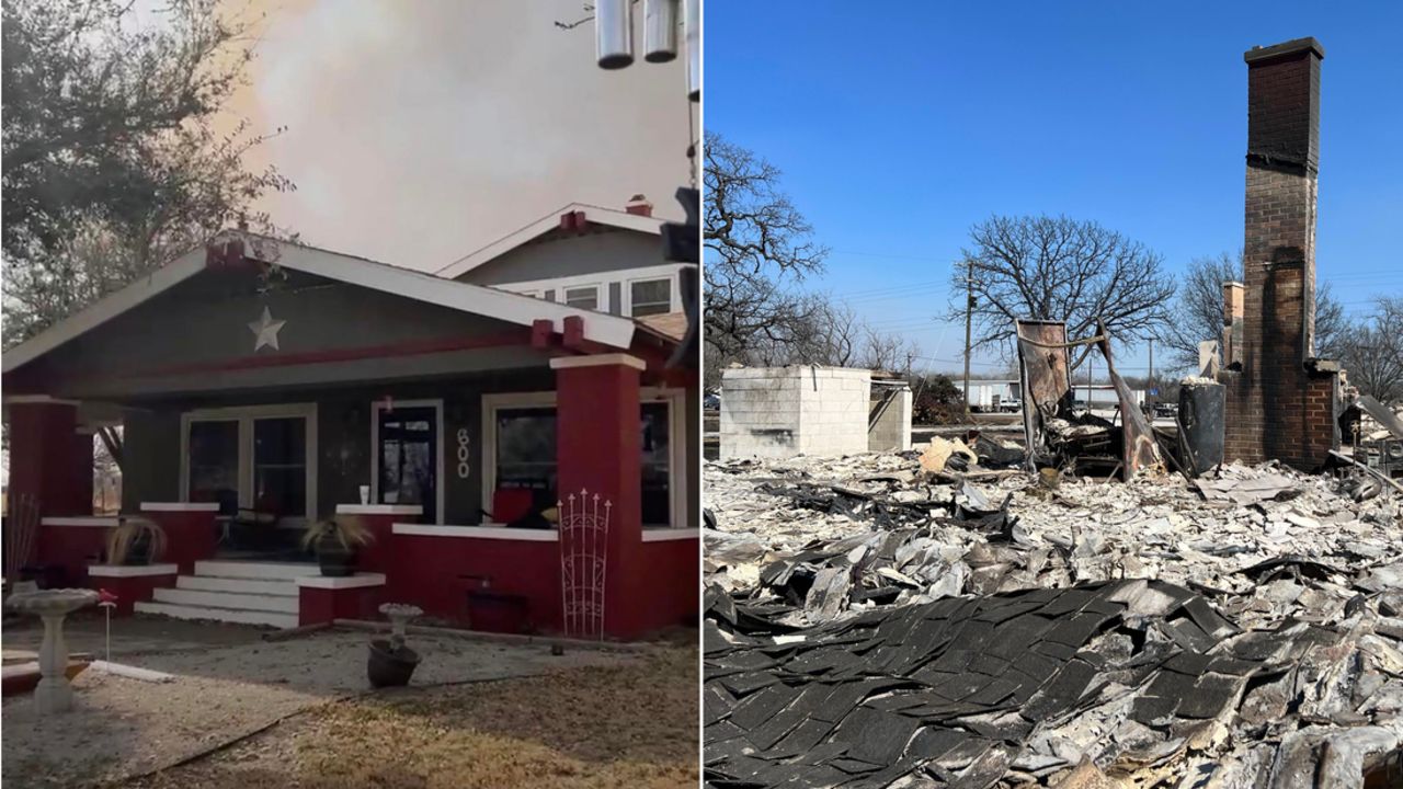 Debbie Copeland's home, before and after the fire.