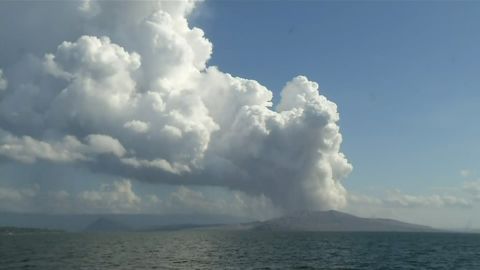 Philippine volcano Taal spews steam and ash on Saturday, March 26, 2022. 