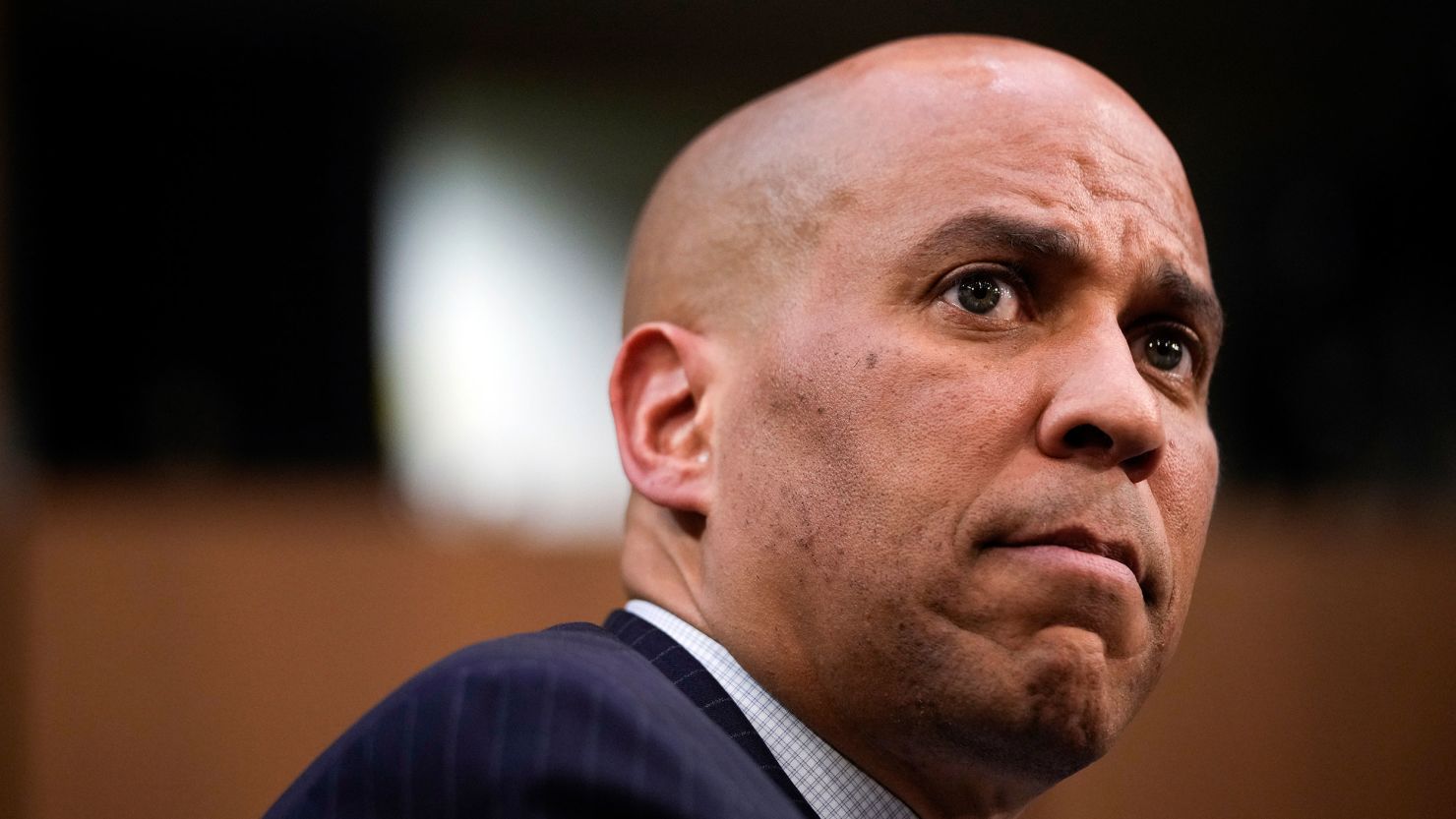 Sen. Cory Booker is seen in the Hart Senate Office Building on Capitol Hill on March 21, 2022 in Washington, DC. Booker was one of the lead negotiators on legislation to overhaul policing laws. 