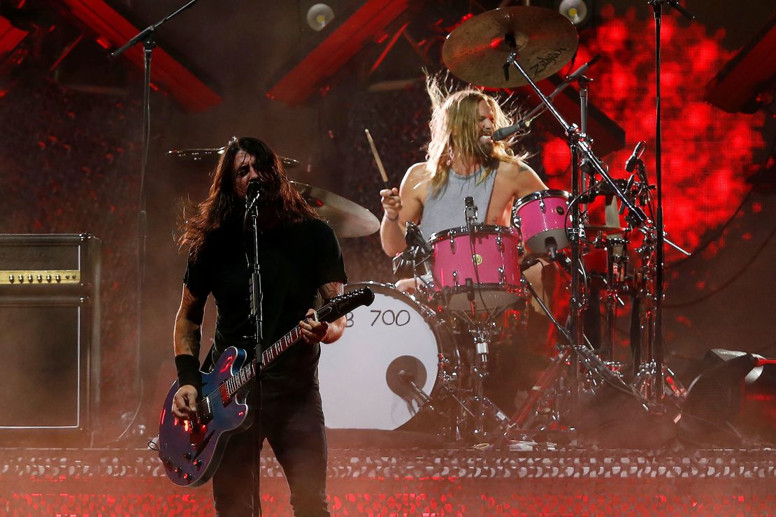 Dave Grohl and Taylor Hawkins of Foo Fighters perform during Day 3 of Lollapalooza Chile 2022 at Parque Bicentenario Cerrillos in Santiago.