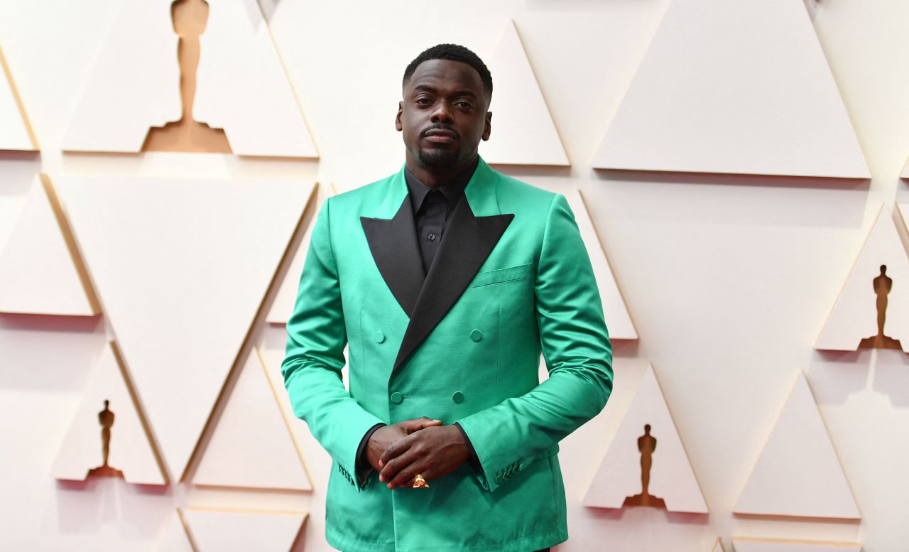Daniel Kaluuya wore a bright aquamarine Prada suit to the event.