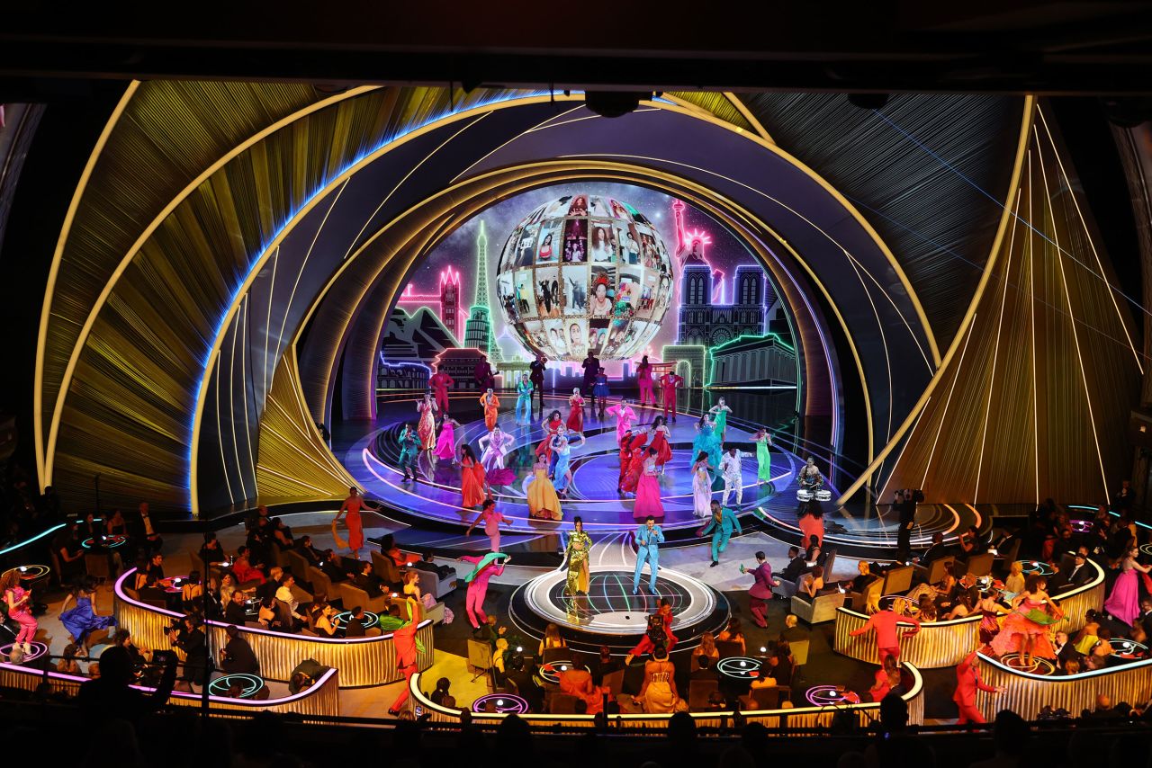 Artists <a href="https://www.cnn.com/entertainment/live-news/oscars-2022/h_c94e811a2f34c00edc6f5a4646ce5bc1" target="_blank">perform the popular song "We Don't Talk About Bruno"</a> from the Oscar-winning film "Encanto." The performance featured surprise cameos from Megan Thee Stallion and Becky G.