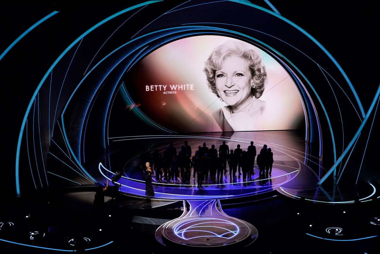 The late Betty White is honored during the traditional In Memoriam segment.