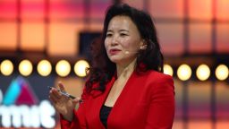LISBON , PORTUGAL - 6 November 2019; Cheng Lei, Anchor, CGTN Europe, on Centre Stage during day two of Web Summit 2019 at the Altice Arena in Lisbon, Portugal. (Photo By Vaughn Ridley/Sportsfile for Web Summit via Getty Images)