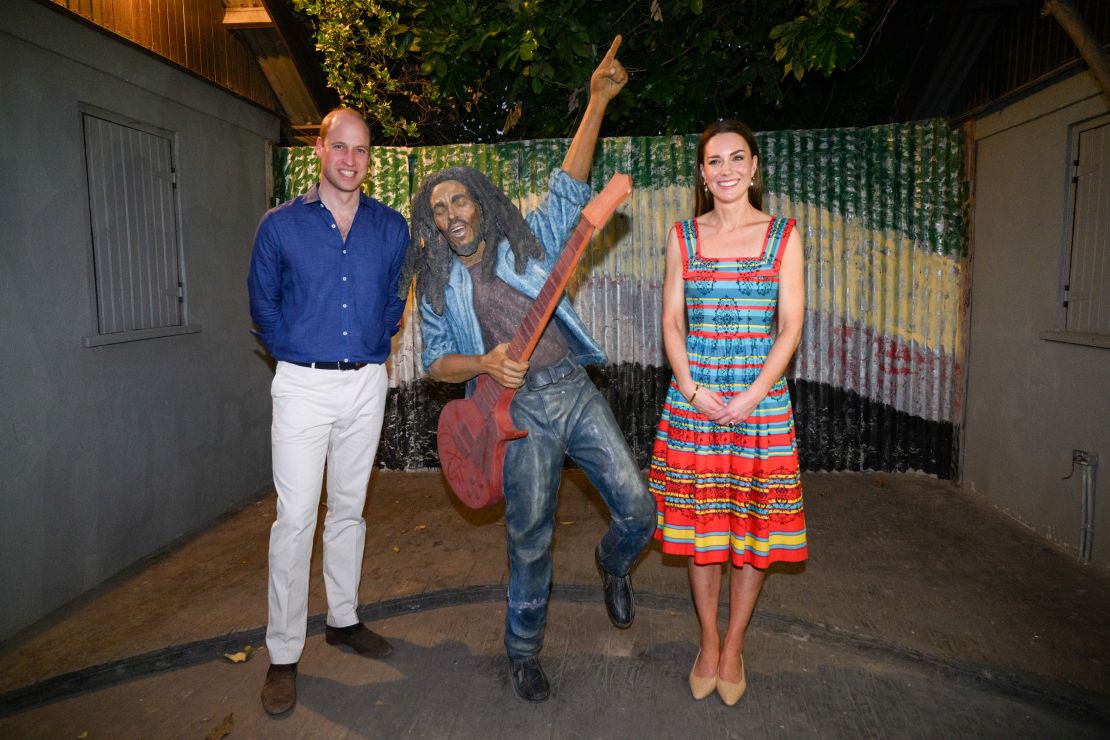Prince William, Duke of Cambridge and Catherine, Duchess of Cambridge visit Trench Town Culture Yard Museum where Bob Marley lived. 