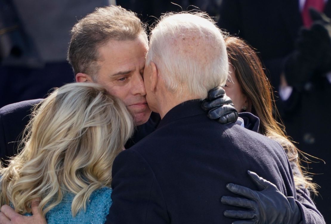 President Joe Biden hugs first lady Jill Biden, his son Hunter Biden and daughter Ashley Biden after being sworn-in during the 59th Presidential Inauguration at the U.S. Capitol in Washington, Wednesday, Jan. 20, 2021.