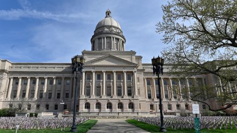 The exterior photo of the Kentucky State Capitol in Frankfort on April 7, 2021. 