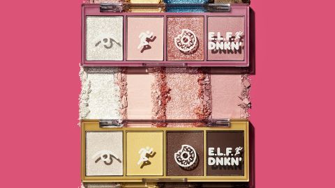 The colors of the eyeshadow palette are inspired by Dunkin's assortment of donuts.