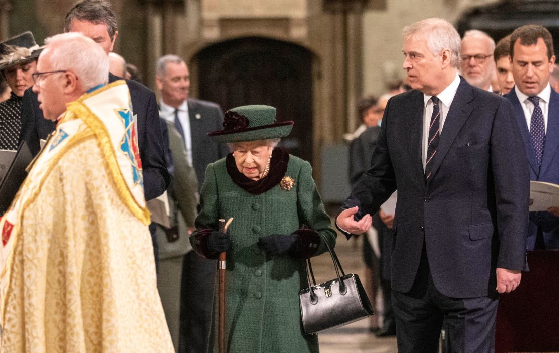 Queen Elizabeth was accompanied by her son Prince Andrew.