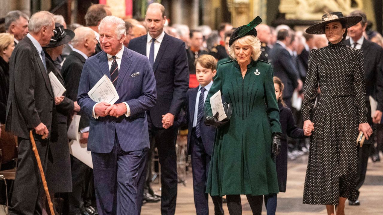 Prince Charles attended the service with his wife Camilla, Duchess of Cornwall, as well as Prince William and Catherine, Duchess of Cambridge and their children.