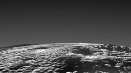 Perspective view of Pluto's icy volcanic region. 
