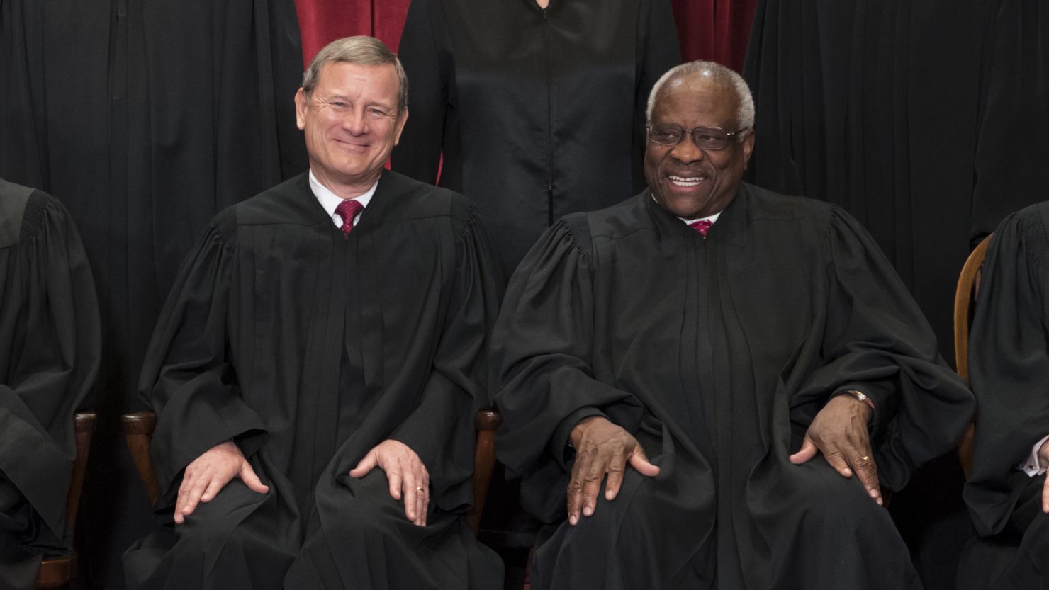 The justices of the U.S. Supreme Court gather for an official group portrait to include new Associate Justice Neil Gorsuch, top row, far right, Thursday. June 1, 2017, at the Supreme Court Building in Washington. Seated, from left are, Associate Justice Ruth Bader Ginsburg, Associate Justice Anthony Kennedy, Chief Justice John Roberts, Associate Justice Clarence Thomas, and Associate Justice Stephen Breyer. Standing in top row are, from left, Associate Justice Elena Kagan, Associate Justice Samuel Alito Jr., Associate Justice Sonia Sotomayor, and Associate Justice Neil Gorsuch. (AP Photo/J. Scott Applewhite)