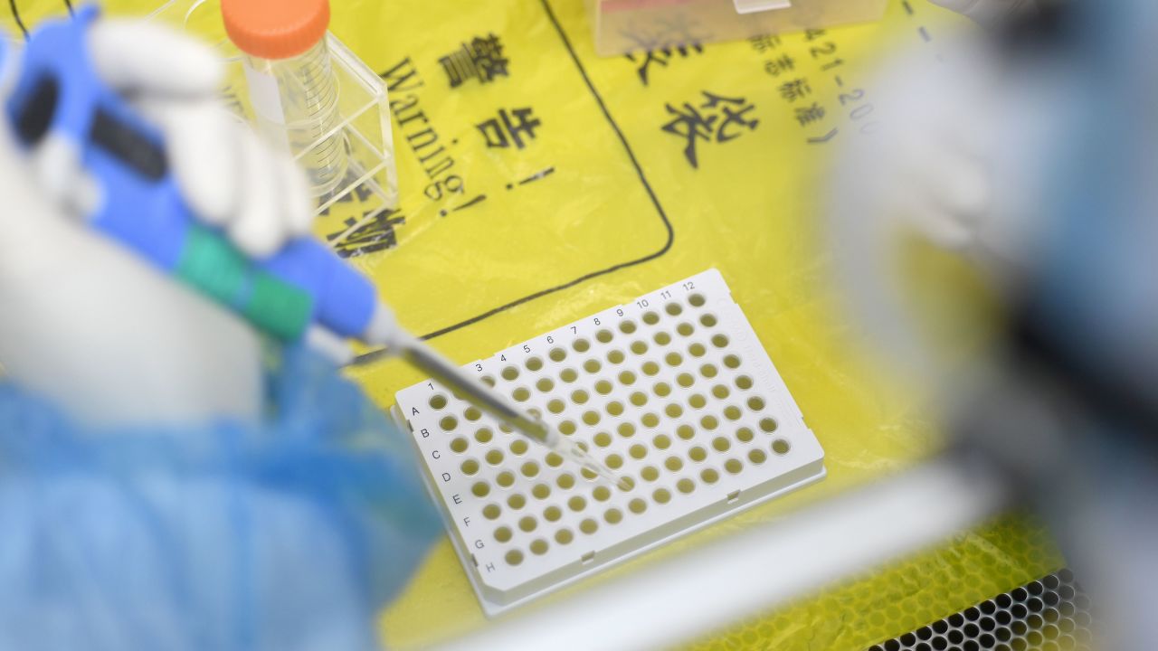 This photo taken on February 6, 2020 shows a laboratory technician working on samples from people to be tested for the new coronavirus at "Fire Eye" laboratory in Wuhan in China's central Hubei province. - BGI Group, a genome sequencing company based in southern China, said it opened on February 5 a lab in Wuhan able to test up to 10,000 people per day for the virus. The official Chinese death toll from the coronavirus outbreak rose on February 7 to 636, with the government saying total infections had climbed past 30,000. (Photo by STR / AFP) / China OUT (Photo by STR/AFP via Getty Images)