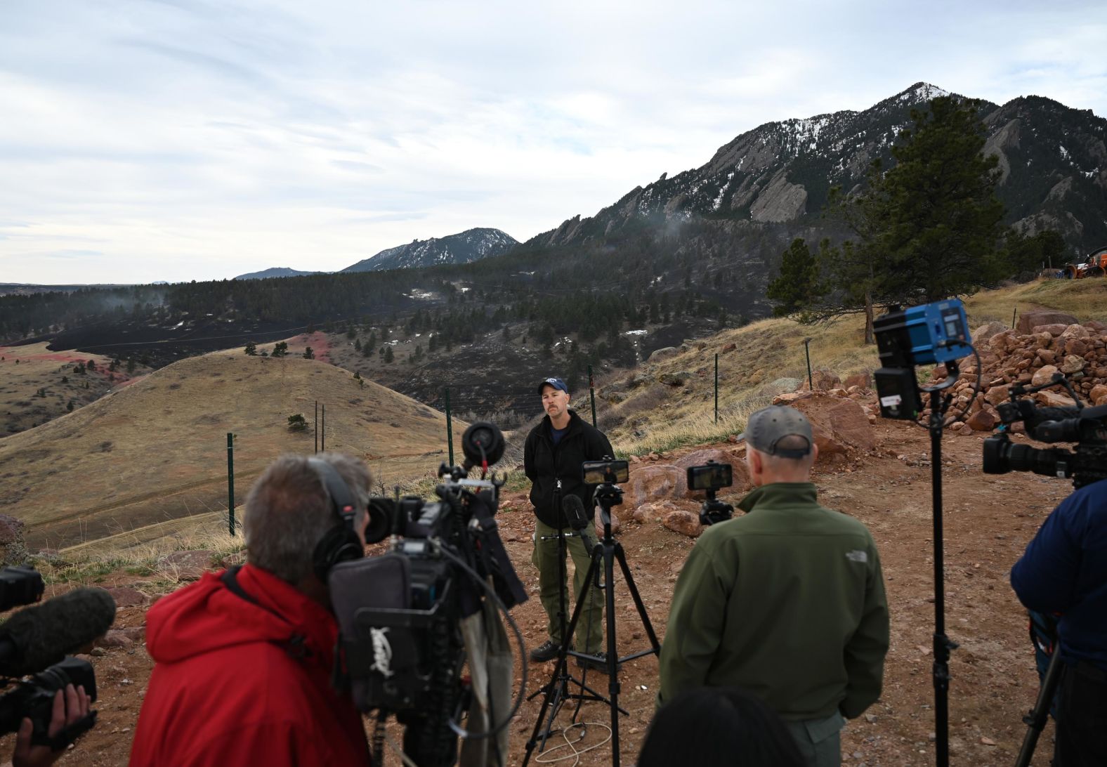 Brian Oliver, chief of the Wildland Fire Division in Boulder, gives an update on the NCAR Fire on March 28.