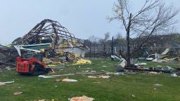 George Elementary School in Springdale, Arkansas, was damaged by a potential tornado in the early morning of Wednesday, March 30. The gymnasium was destroyed and the kitchen and cafeteria were severely damaged.