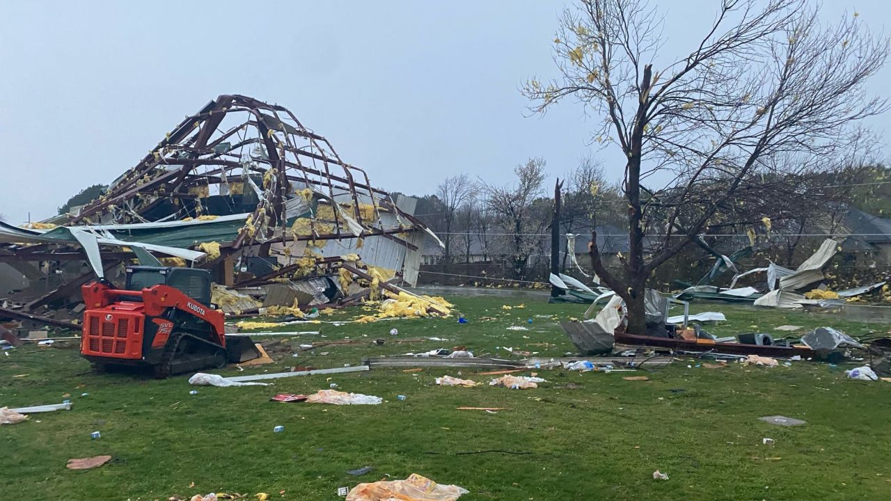 George Elementary School in Springdale, Arkansas, was damaged by a possible tornado.