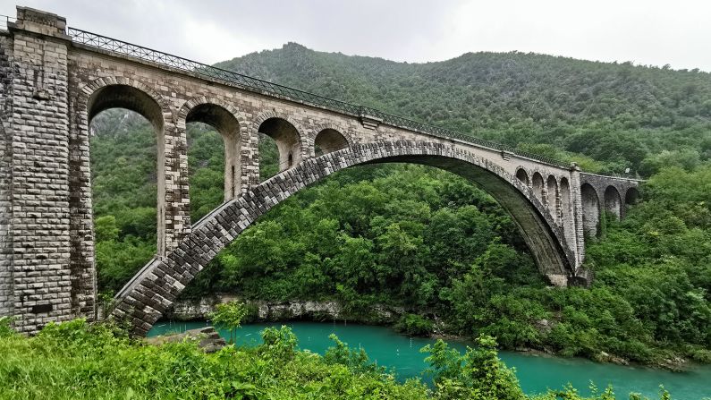 <strong>Record-breaker: </strong>Slovenia's Bohinj railway line crosses the Soča river via the world's largest stone railway bridge. 