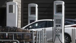 Electric car charging stations seen in front of the Safeway at 2350 Noriega St. on Thursday, Sept. 24, 2020, in San Francisco, California.