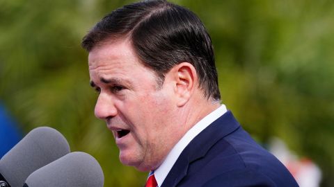 Arizona Republican Gov. Doug Ducey speaks at a ceremony on December 7, 2021, in Phoenix.