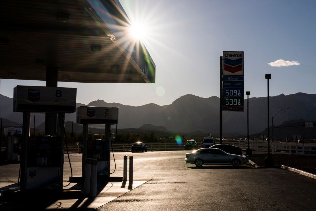 Fuel prices at a Chevron gas station in Las Vegas, Nevada, U.S., on Wednesday, March 9, 2022. 