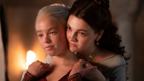 Milly Alcock as young Rhaenyra and Emily Carey as the young version of her best friend Alicent in 