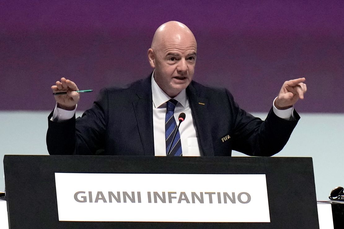 Infantino speaks during FIFA Congress.