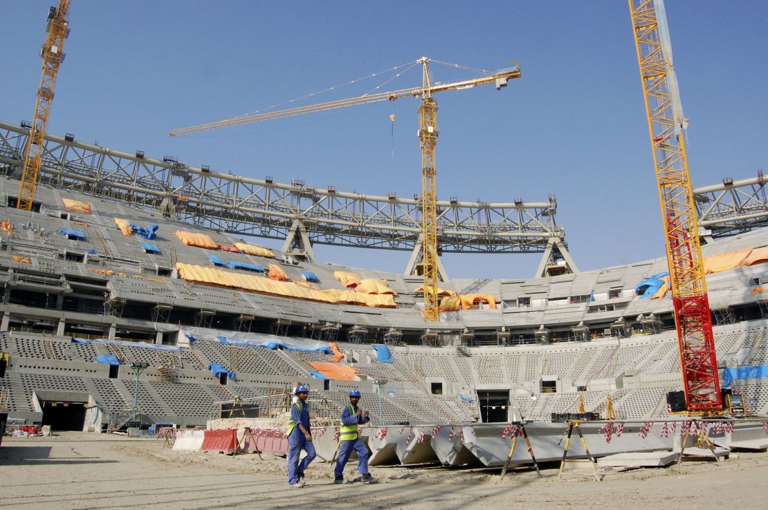 Doha's Lusail Stadium -- scheduled to host the opening and final matches of the 2022 FIFA World Cup -- under construction in December 2019.