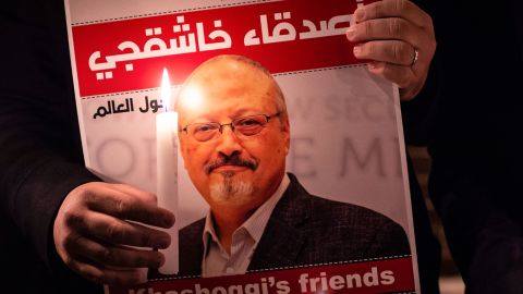  A poster of Jamal Khashoggi at a vigil following his death.