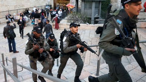 Israeli security forces patrol the Old City of Jerusalem on March 8.