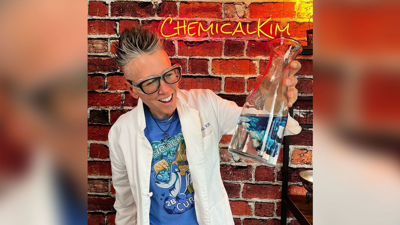 Kim Hilton -- or as her TikTok audience knows her, "Chemical Kim" -- during one of her many educational videos on the platform.