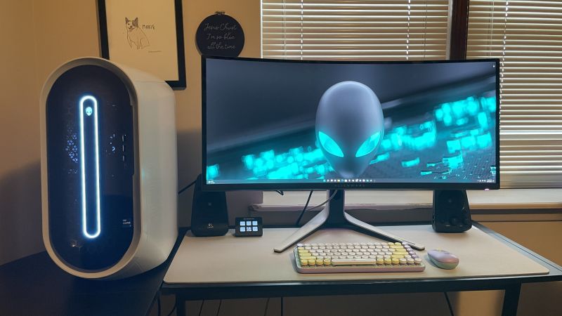 alienware glowing desk