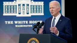 President Joe Biden speaks about his administration's plans to combat rising gas prices in the South Court Auditorium on the White House campus, Thursday, March 31, 2022, in Washington. 