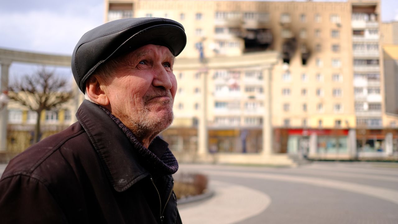 Ivan Boyko, 66, says he's had to move to a bomb shelter because it is not safe to remain at home.