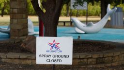 A sign states the splash pad is closed at Don Misenhimer Park where a child was infected with a rare brain-eating amoeba in Arlington, Texas, Tuesday, Sept. 28, 2021. The boy, who was not identified by officials, died at the hospital on Sept. 11th and city officials said the Centers for Disease Control and Prevention confirmed the presence of the amoeba in water samples from the splash pad.