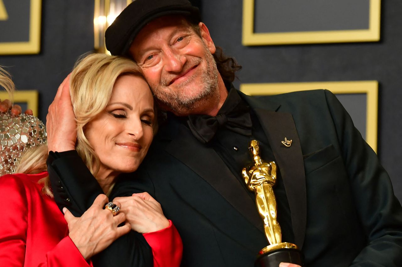 Troy Kotsur embraces "CODA" co-star Marlee Matlin after <a href="https://www.cnn.com/entertainment/live-news/oscars-2022/h_3f2020b5162a8e214b4aa11934d892b7" target="_blank">the film won the Academy Award for best picture</a> on Sunday, March 27. Kotsur also won the Oscar for best supporting actor. He and Matlin are <a href="https://www.cnn.com/entertainment/live-news/oscars-2022/h_f5d9bef88bd9cb38a878abe8f8460370" target="_blank">the only deaf performers in history to win an Oscar.</a> She won hers in 1987.