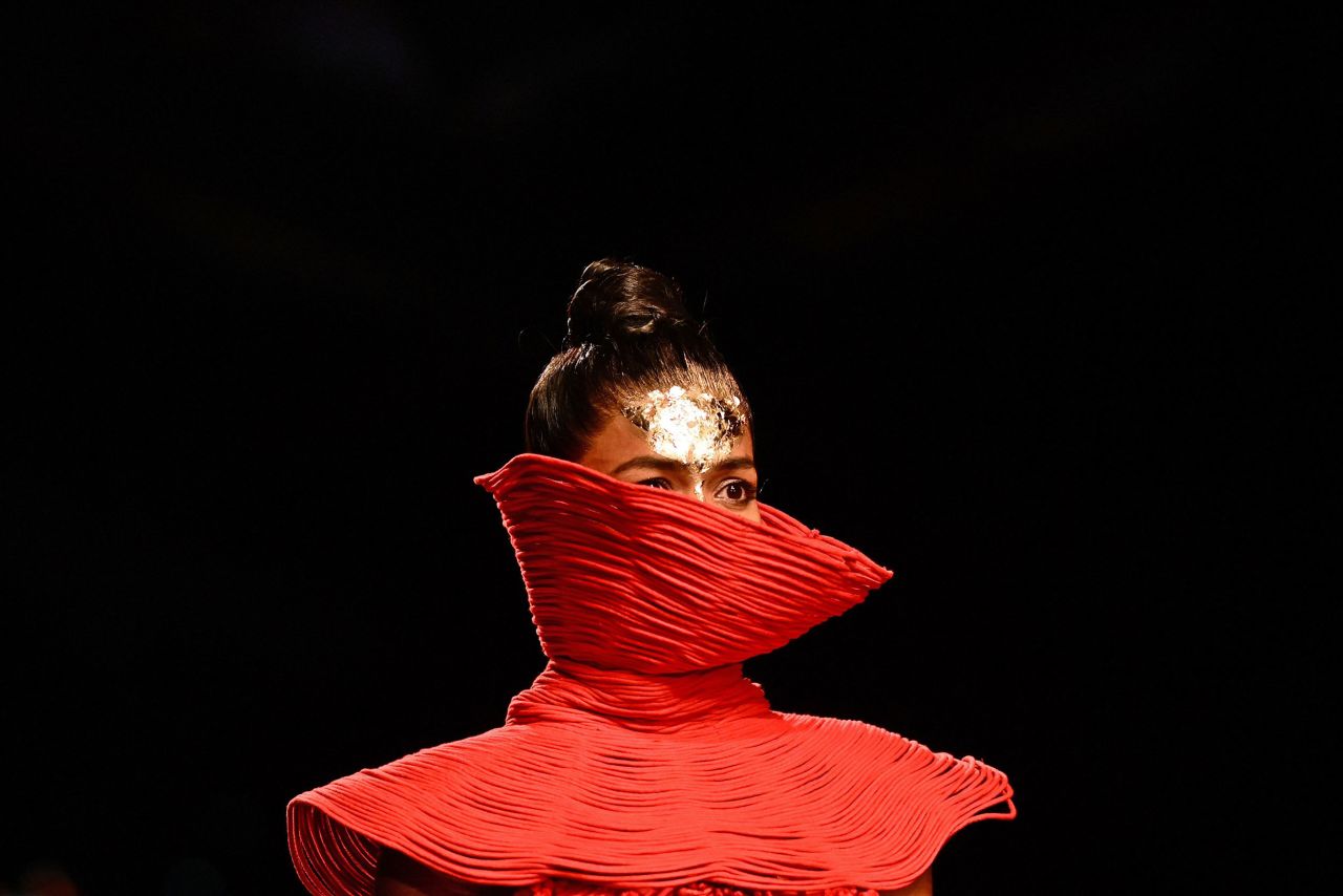 A model presents a creation by designer Vaishali S during a fashion show in New Delhi on Thursday, March 24.